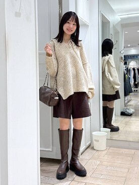 「LOWRYS FARM（ローリーズファーム）のメランジフードニットプルオーバー  581131（ニット/セーター）」を使った、riidayooさん（レディース・160cm）の秋コーディネート