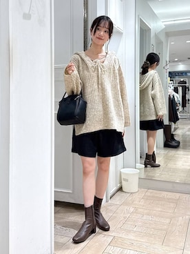 「アイテム（シュシュ、ブラウン系）」を使った、riidayooさん（レディース・160cm）の秋コーディネート