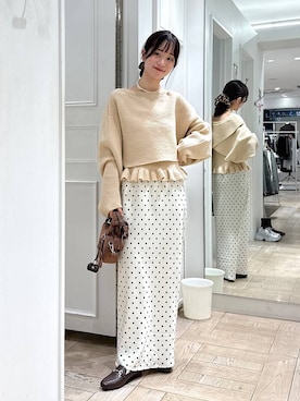 「アイテム（シュシュ、ブラウン系）」を使った、riidayooさん（レディース・160cm）の秋コーディネート