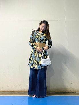「ディーゼル」｜「アイテム（シャツワンピース）」を使った、asakaさん（レディース・153cm）の春コーディネート