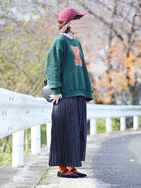 「Honeys（ハニーズ）のアイテム（キャップ）」を使った、みりん。さん（レディース・156cm）の冬コーディネート