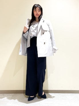 「INDIVI（インディヴィ）の【洗える／セレモニー】ラッフルサテンブラウス（シャツ/ブラウス、グレー系）」を使った、Kuwa-Pさん（レディース・159cm）の春コーディネート