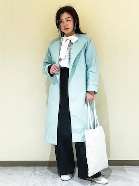 「アイテム（トレンチコート、グリーン系）」を使った、Kuwa-Pさん（レディース・159cm）の冬コーディネート
