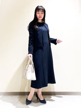 「Sunauna（スーナウーナ）の◆7分袖エンブロイダリージャケット（ノーカラージャケット、レッド系）」を使った、Kuwa-Pさん（レディース・159cm）の春コーディネート