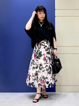 「INDIVI（インディヴィ）のパール調コインショートネックレス（ネックレス、シルバー系）」を使った、Kuwa-Pさん（レディース・159cm）の春コーディネート