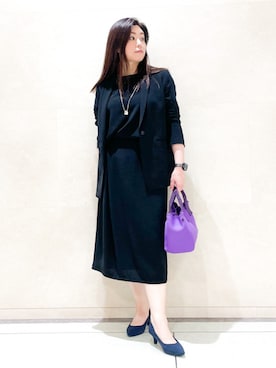 「カラー×コーデ」｜「アイテム（スーツジャケット）」を使った、Kuwa-Pさん（レディース・159cm）の春コーディネート