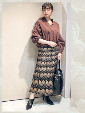 「Reflect（リフレクト）のショート丈シャツブルゾン（シャツ/ブラウス、ブラウン系）」を使った、Kuwa-Pさん（レディース・159cm）の秋コーディネート