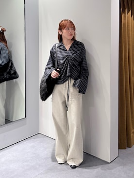 「GALLEST（ギャレスト）のアイテム（デニムパンツ）」を使った、ユアさん（レディース・152cm）の秋コーディネート