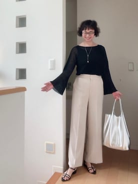 「RIVEDROITE」｜「アイテム（スラックス）」を使った、bunka1103さん（レディース・170cm）の夏コーディネート