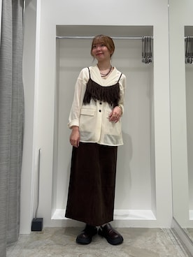 「KBF（ケイビーエフ）のシアーライトテーラードジャケット（その他アウター、ホワイト系）」を使った、sorakaさん（レディース・159cm）の夏コーディネート
