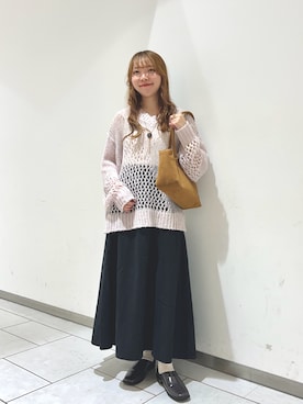 「透かし編みニット」｜sorakaさん（レディース・159cm）の秋コーディネート