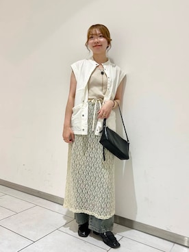 「デニム」｜「アイテム（その他アウター）」を使った、soooraaさん（レディース・159cm）の夏コーディネート