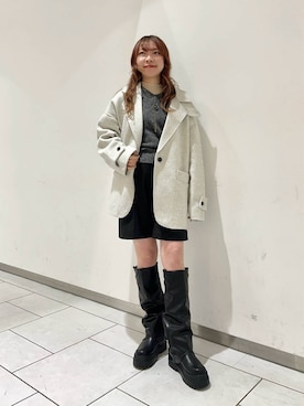 「KBF（ケイビーエフ）のカバーデザインロングブーツ（ブーツ）」を使った、sorakaさん（レディース・159cm）の冬コーディネート