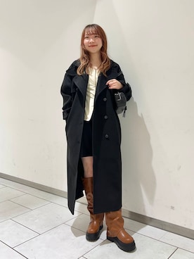 「KBF（ケイビーエフ）のカバーデザインロングブーツ（ブーツ）」を使った、sorakaさん（レディース・159cm）の冬コーディネート