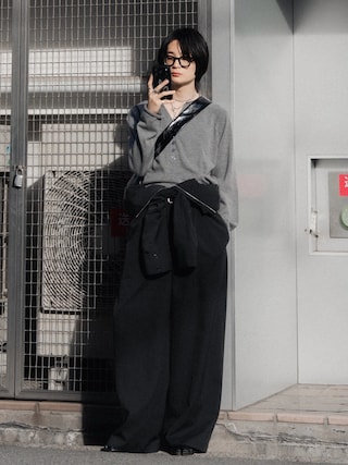 「soerte(ソエルテ)のWool Blend Rolled Edge Henley Neck Knit / ウールブレンドヘンリーネックニット(ニット/セーター)」を使った、きゅうさん(メンズ・172cm)の秋コーディネート