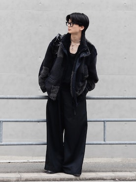 「LAPIIS（ラピス）のアイテム（スラックス）」を使った、きゅうさん（メンズ・172cm）の冬コーディネート