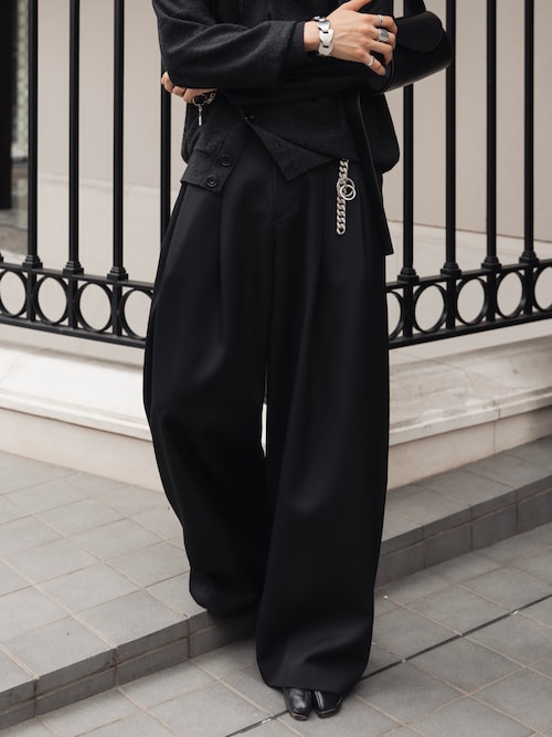 LAPIIS スラックス HEAVY WOOL GABARDINE OVER WIDE TUCK TROUSERS