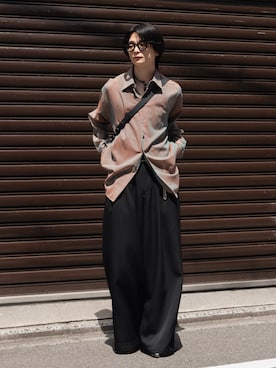 「LAPIIS（ラピス）のアイテム（スラックス）」を使った、きゅうさん（メンズ・172cm）の夏コーディネート