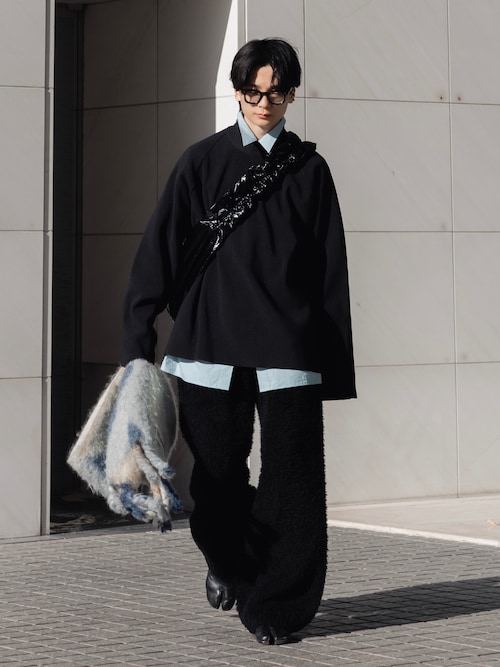 「LAPIIS(ラピス)のBRITISH FUR RELAXED WIDE TROUSER(その他パンツ)」を使った、きゅうさん(メンズ・172cm)の冬コーディネート