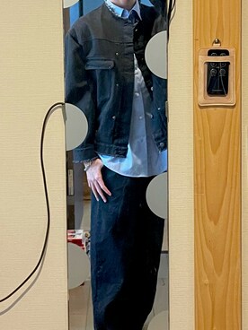 「WYM LIDNM（ウィム バイ リドム）のアイテム（デニムジャケット）」を使った、hinata001017さん（メンズ・173cm）の冬コーディネート