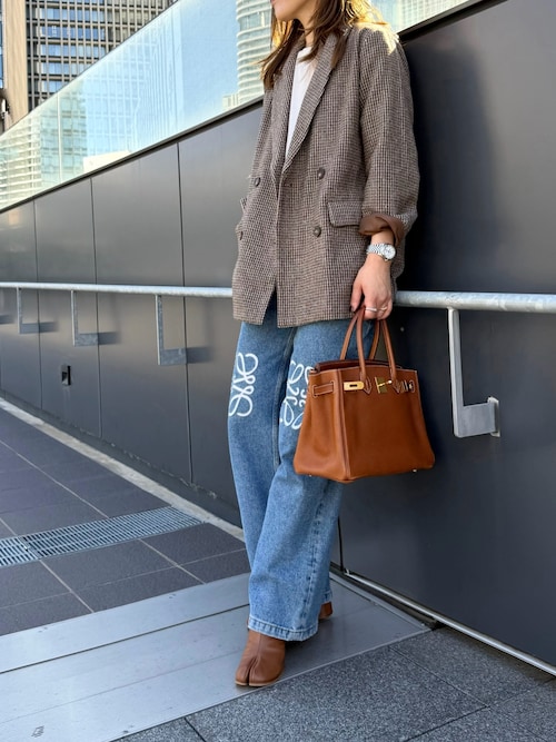 ガンクラブチェックオーバーサイズダブルジャケット（テーラード