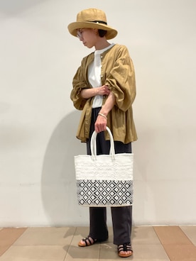 「サテンパンツ」｜「アイテム（帽子）」を使った、kitaさん（レディース・156cm）の夏コーディネート