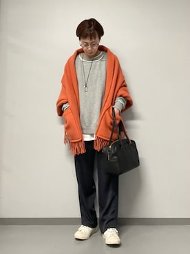 「リラックスパンツ」｜「アイテム（アクセサリー）」を使った、kitaさん（レディース・156cm）の冬コーディネート
