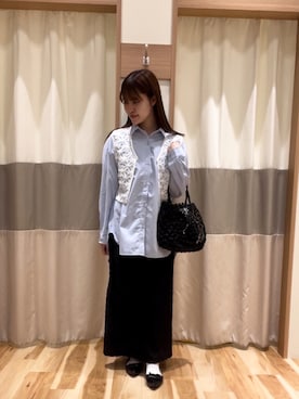 「Samansa Mos2 blue（サマンサモスモスブルー）のアイテム（スカート）」を使った、aoさん（レディース・158cm）の春コーディネート