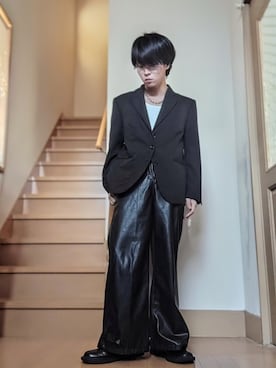 「ADRER（アドラー）のアイテム（パンツ）」を使った、鈴木 悠馬さん（メンズ・160cm）の春コーディネート