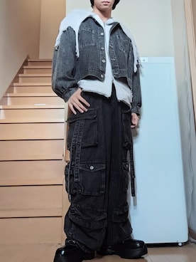 「アイテム（デニムジャケット）」を使った、鈴木 悠馬さん（メンズ・160cm）の秋コーディネート