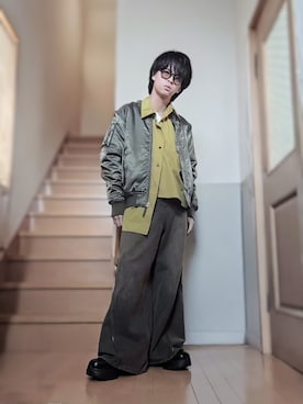 「アイテム（MA-1）」を使った、鈴木 悠馬さん（メンズ・160cm）の秋コーディネート