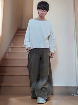 「GRANCY（グランシー）のアイテム（パンツ）」を使った、鈴木 悠馬さん（メンズ・160cm）の春コーディネート