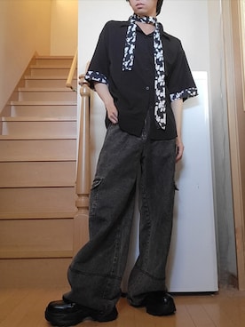 「スカーフ」｜鈴木 悠馬さん（メンズ・160cm）の夏コーディネート
