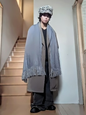 「アイテム（マフラー）」を使った、鈴木 悠馬さん（メンズ・160cm）の冬コーディネート