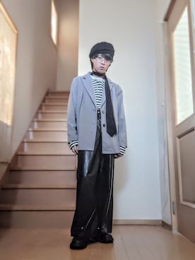 「アイテム（ハンチング/ベレー帽）」を使った、鈴木 悠馬さん（メンズ・160cm）の秋コーディネート