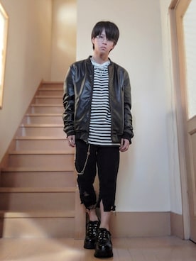 「ADRER（アドラー）のアイテム（トップス）」を使った、鈴木 悠馬さん（メンズ・160cm）の春コーディネート