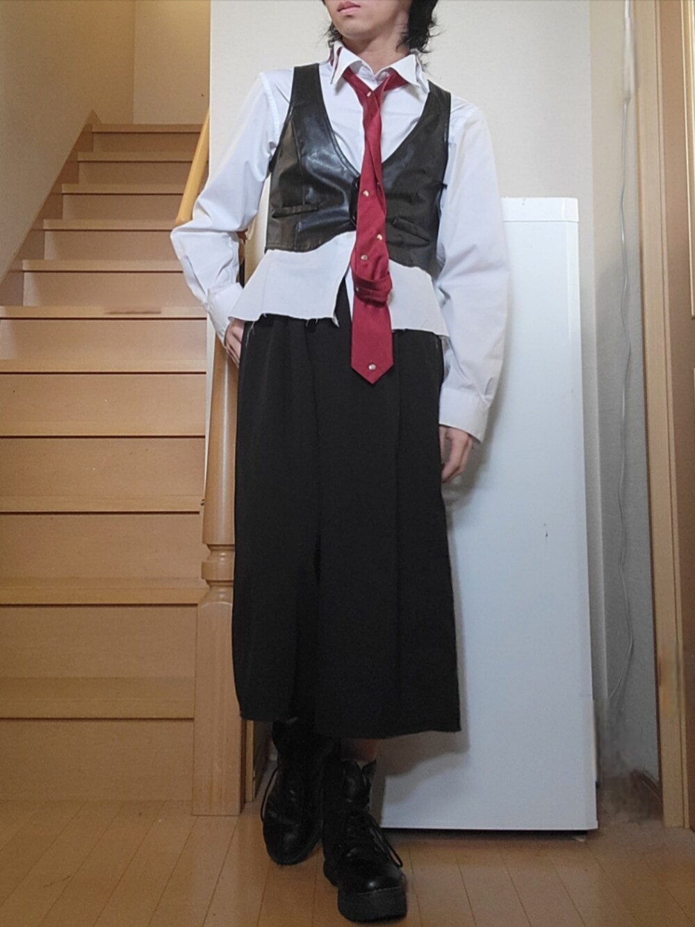 GRANCY】Button Design Necktie Black