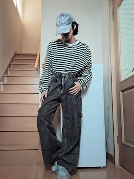 「アイテム（キャップ）」を使った、鈴木 悠馬さん（メンズ・160cm）の秋コーディネート