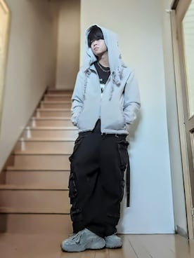 「アイテム（パーカー）」を使った、鈴木 悠馬さん（メンズ・160cm）の冬コーディネート