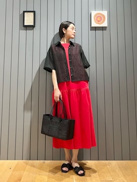 「アイテム（ワンピース/ドレス、レッド系）」を使った、安田(yasuda)さん（レディース・168cm）の夏コーディネート
