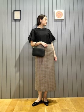 「green label relaxing（グリーンレーベルリラクシング）のアイテム（ショルダーバッグ）」を使った、安田(yasuda)さん（レディース・168cm）の秋コーディネート