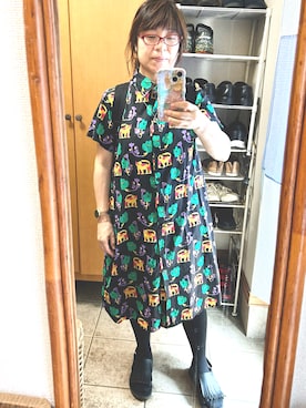「Dr. Martens（ドクターマーチン）のアイテム（サンダル、ブラック系）」を使った、rin rinさん（レディース・158cm）の夏コーディネート