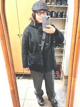 「アイテム（ピーコート）」を使った、rin rinさん（レディース・158cm）の冬コーディネート