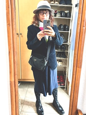 「アイテム（ハット）」を使った、rin rinさん（レディース・158cm）の秋コーディネート