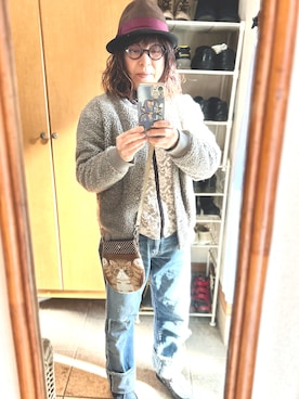 「アイテム（帽子、ブラウン系）」を使った、rin rinさん（レディース・158cm）の秋コーディネート