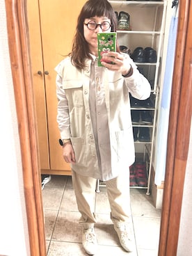 「SUPERGA（スペルガ）のアイテム（スニーカー、ベージュ系）」を使った、rin rinさん（レディース・158cm）の春コーディネート