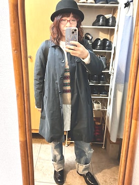 「アイテム（ステンカラーコート）」を使った、rin rinさん（レディース・158cm）の秋コーディネート