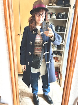 「アイテム（ダッフルコート）」を使った、rin rinさん（レディース・158cm）の冬コーディネート