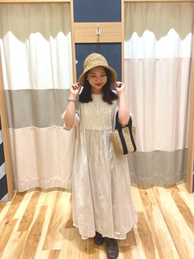 「Samansa Mos2（サマンサ モスモス）のモチーフレースワンピース（ワンピース）」を使った、ichikaさん（レディース・149cm）の春コーディネート