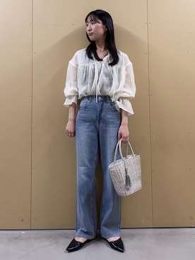 「fredy emue（フレディエミュ）の【@sora_522m企画】BASIC STRAIGHT LIGHT DENIM（デニムパンツ、ブルー系）」を使った、HINAKOさん（レディース・162cm）の春コーディネート